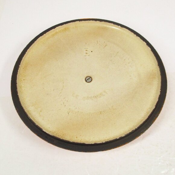 VTG Le Creuset France “E” 4.5 Qt Ribbed Flame Orange Enameled Dutch Oven Pot Lid - Picture 10 of 11